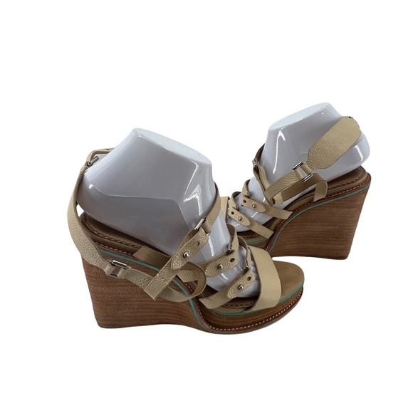 rag & bone Shoes - rag & bone Tan Exclusive Wood Wedge Strappy Platform Sandals Size 9 Women’s